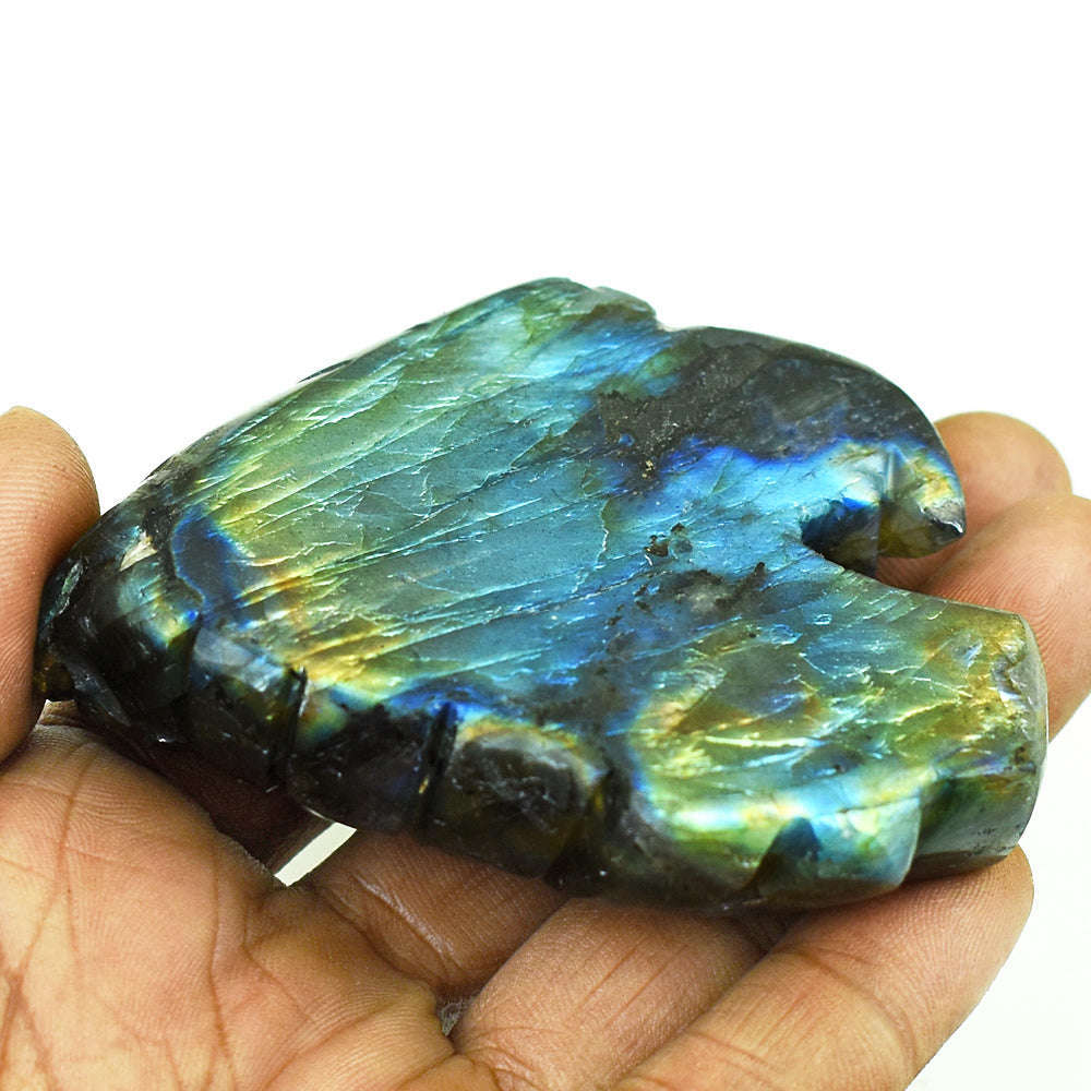 gemsmore:Stunning Labradorite Hand Carved Genuine Crystal Gemstone Carving Eagle Head