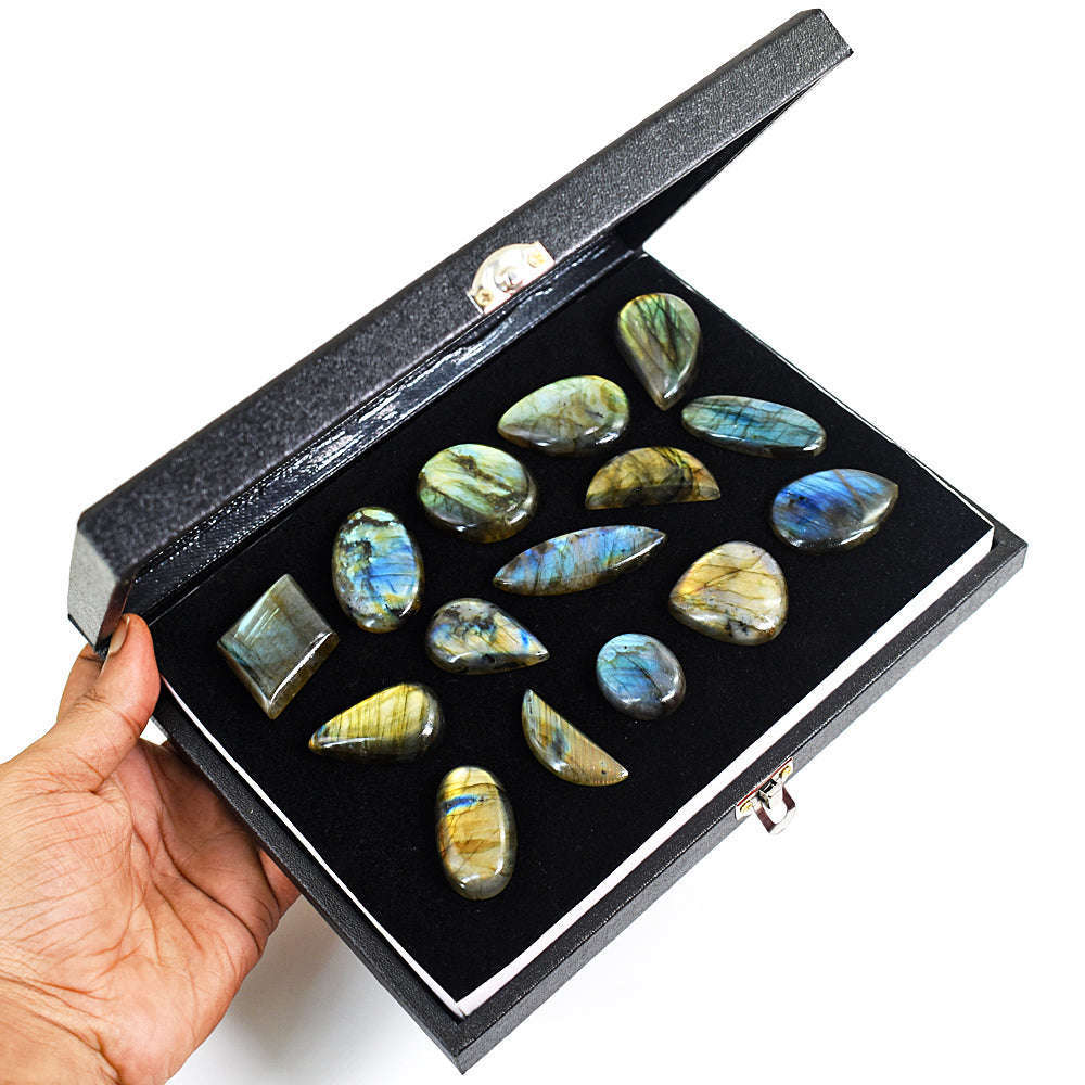 gemsmore:Stunning Labradorite Untreated Gemstone Cabochon Lot