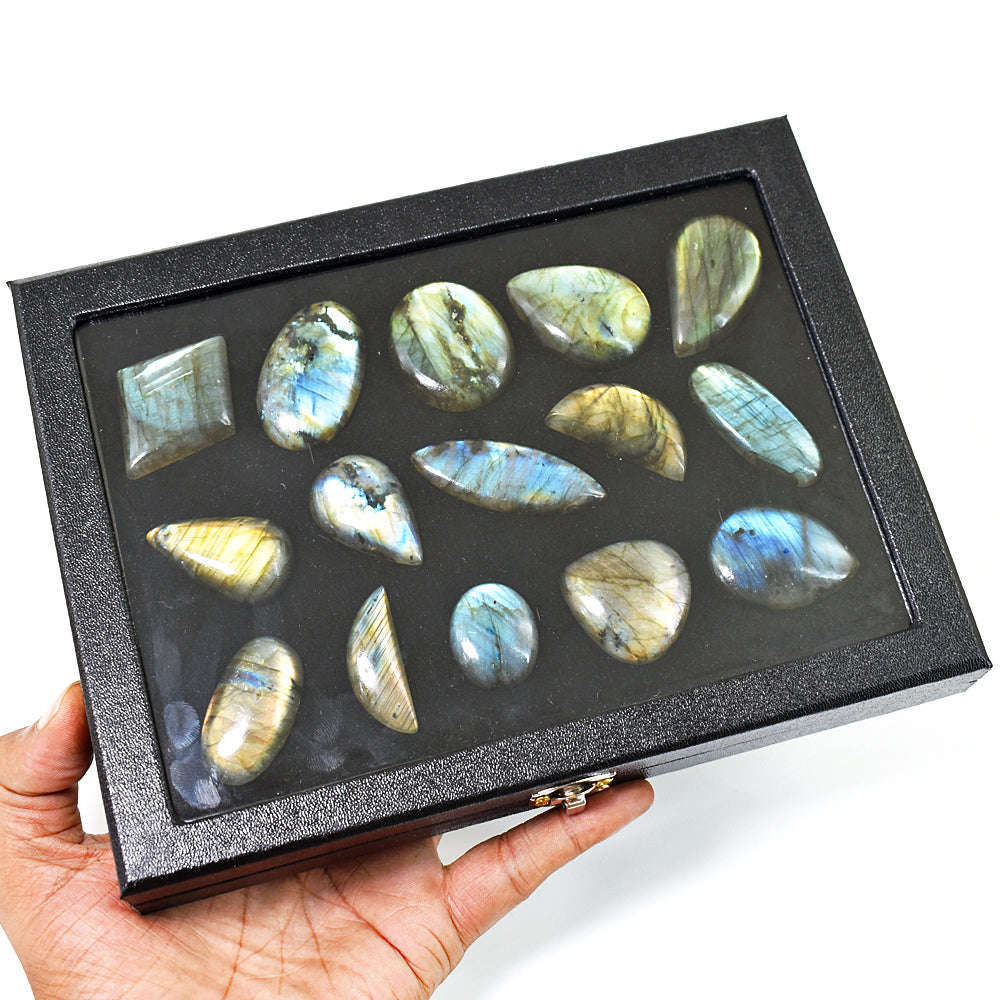 gemsmore:Stunning Labradorite Untreated Gemstone Cabochon Lot