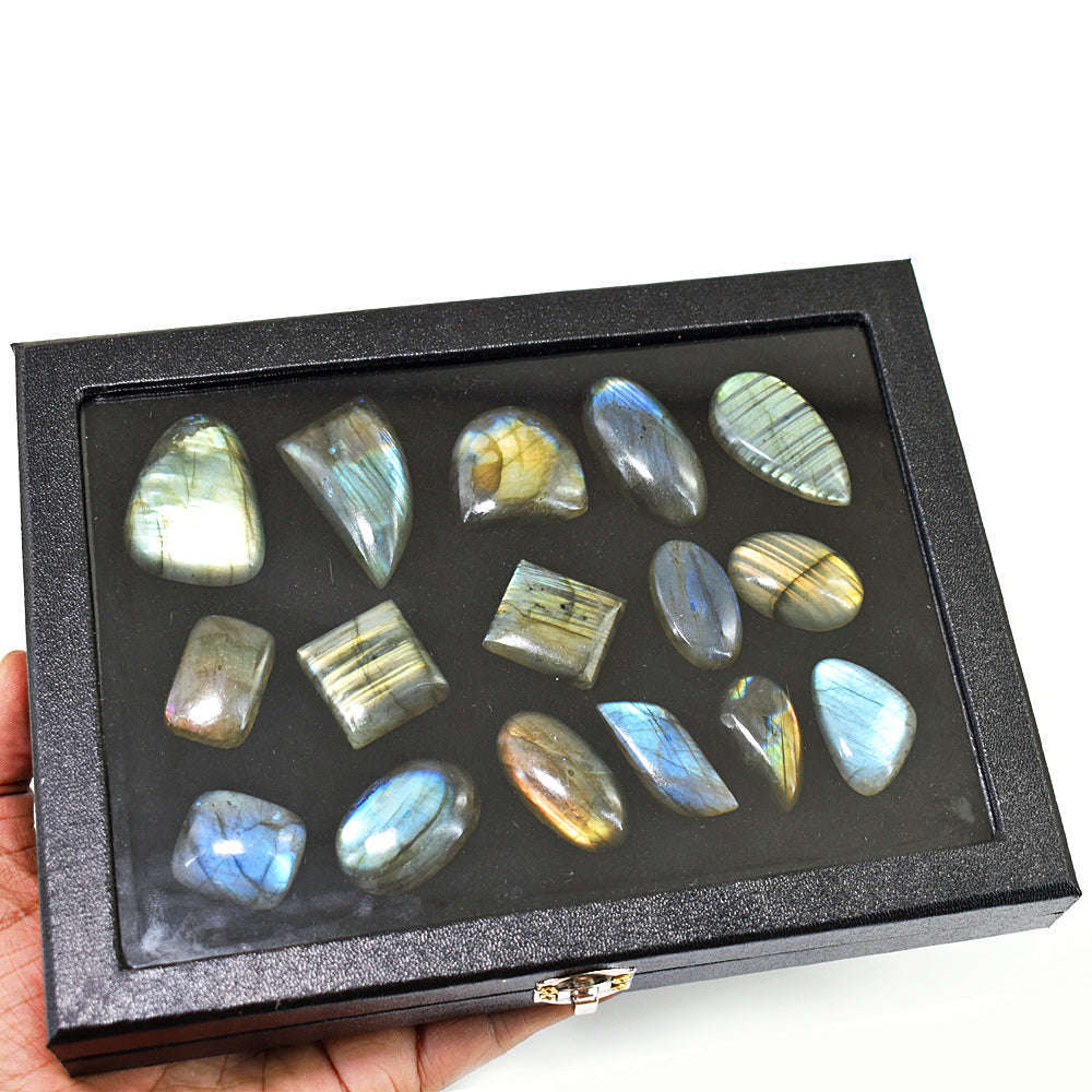 gemsmore:Stunning Labradorite Untreated Gemstone Cabochon Lot