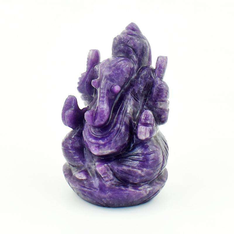 gemsmore:Stunning Lavender Lepidolite Carved Crystal Ganesha Idol