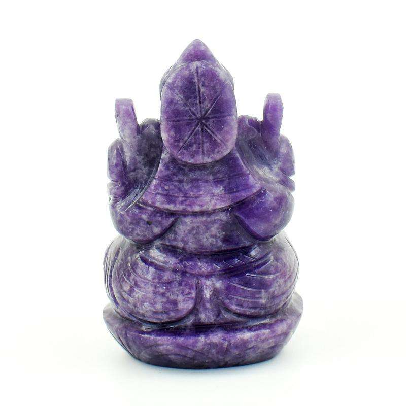 gemsmore:Stunning Lavender Lepidolite Carved Crystal Ganesha Idol