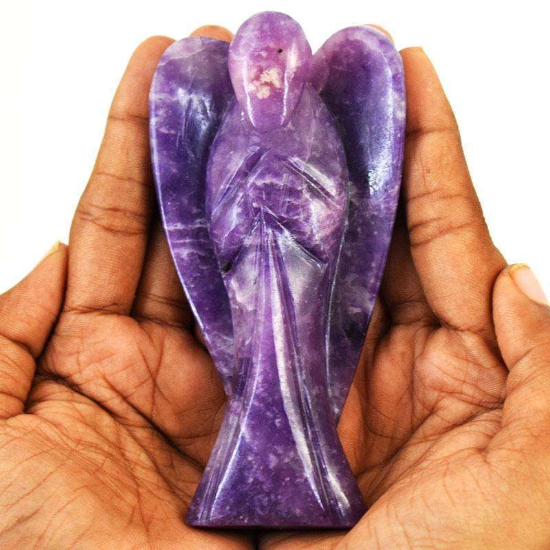gemsmore:Stunning Lepidolite  Hand Carved Genuine Crystal Gemstone Carving Angel
