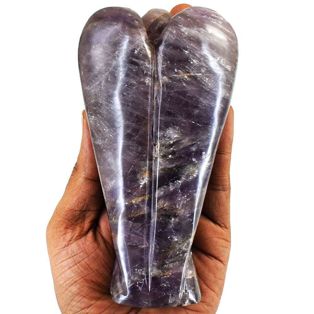 gemsmore:Stunning Lepidolite Hand Carved Genuine Crystal Gemstone Carving Angel