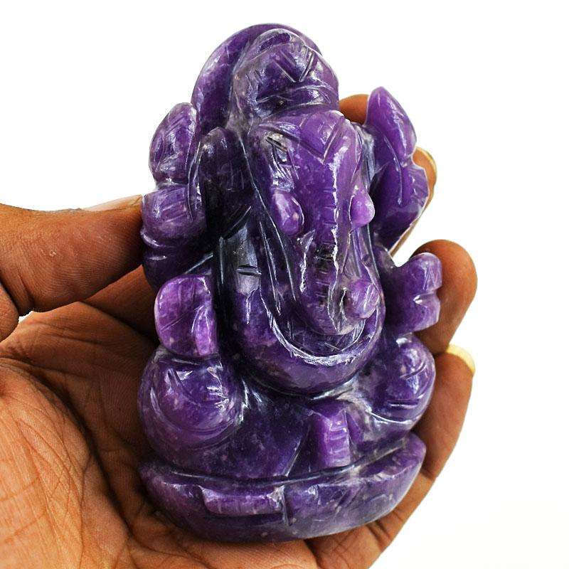 gemsmore:Stunning Lepidolite Hand Carved Genuine Crystal Gemstone Carving Lord Ganesha