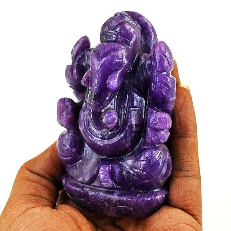 gemsmore:Stunning Lepidolite Hand Carved Genuine Crystal Gemstone Carving Lord Ganesha