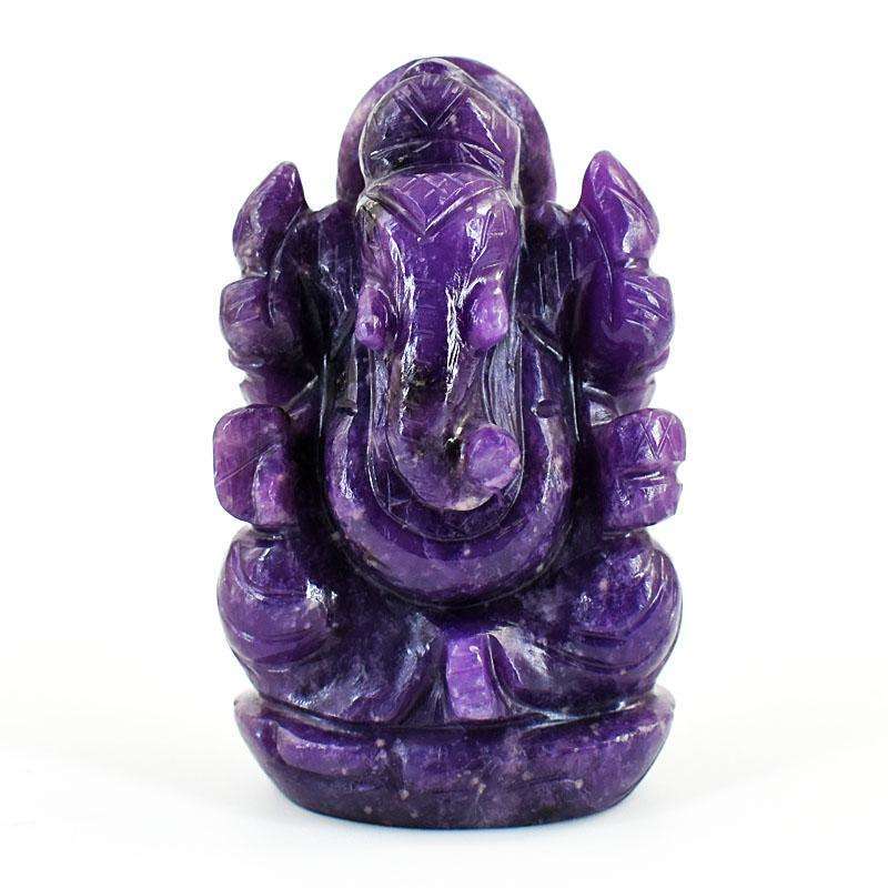 gemsmore:Stunning Lepidolite Hand Carved Genuine Crystal Gemstone Carving Lord Ganesha