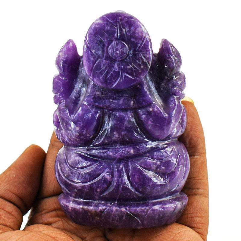 gemsmore:Stunning Lepidolite Hand Carved Genuine Crystal Gemstone Carving Lord Ganesha