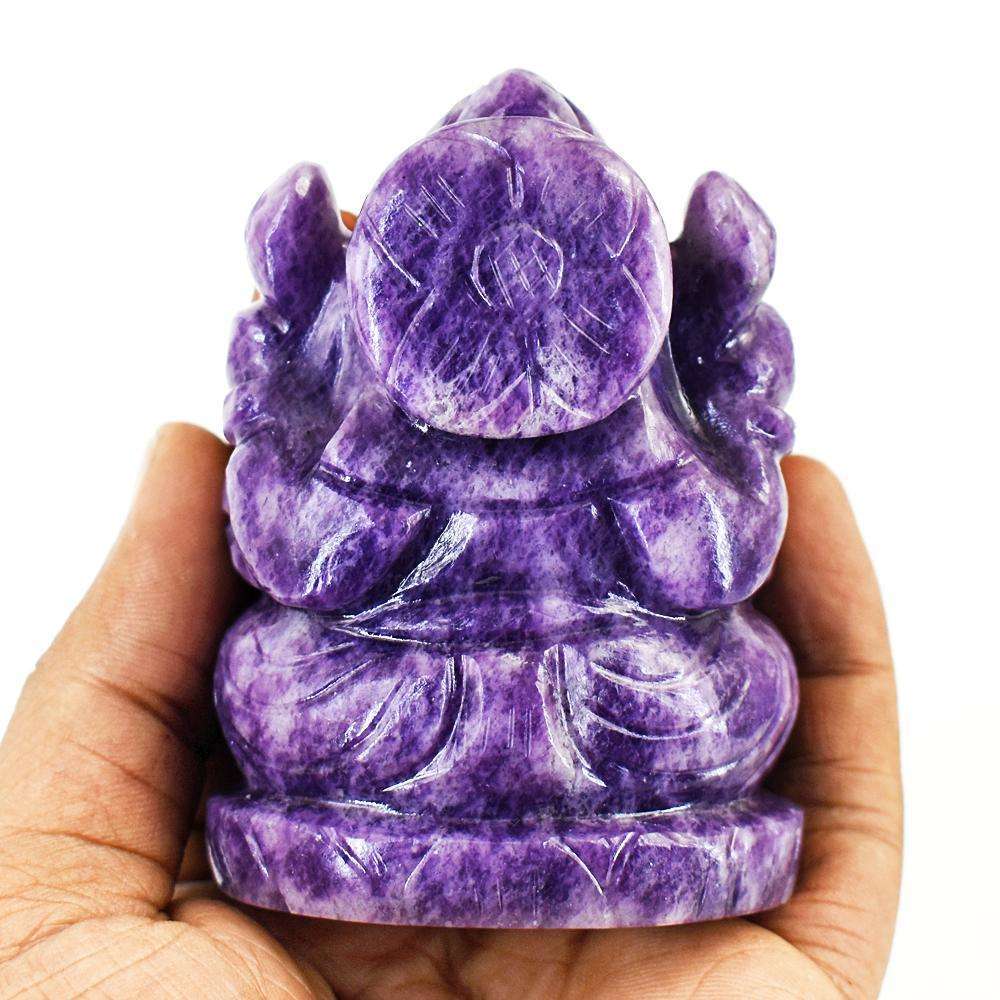 gemsmore:Stunning Lepidolite Hand Carved Genuine Crystal Gemstone Carving Lord Ganesha