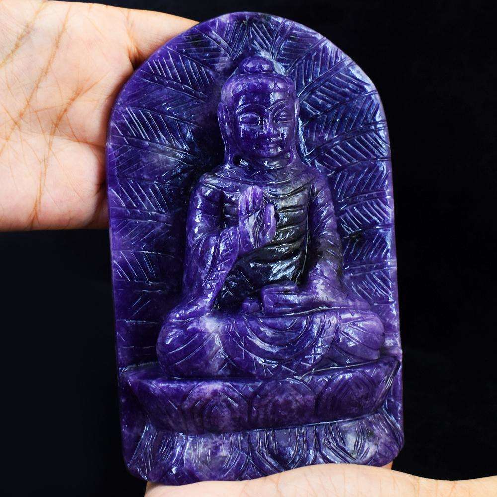 gemsmore:Stunning Lepidolite Hand Carved Lord Buddha Idol