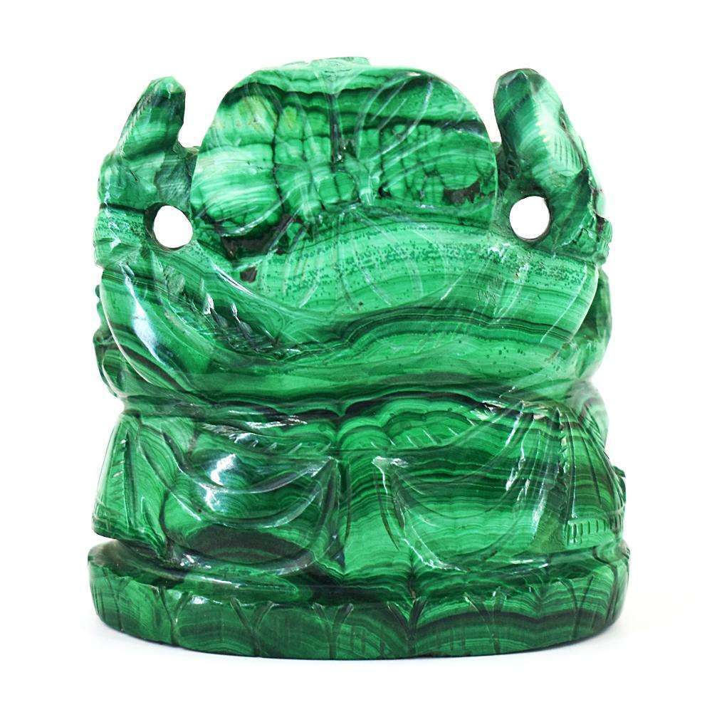 gemsmore:Stunning Malachite Hand Carved Lord Ganesha