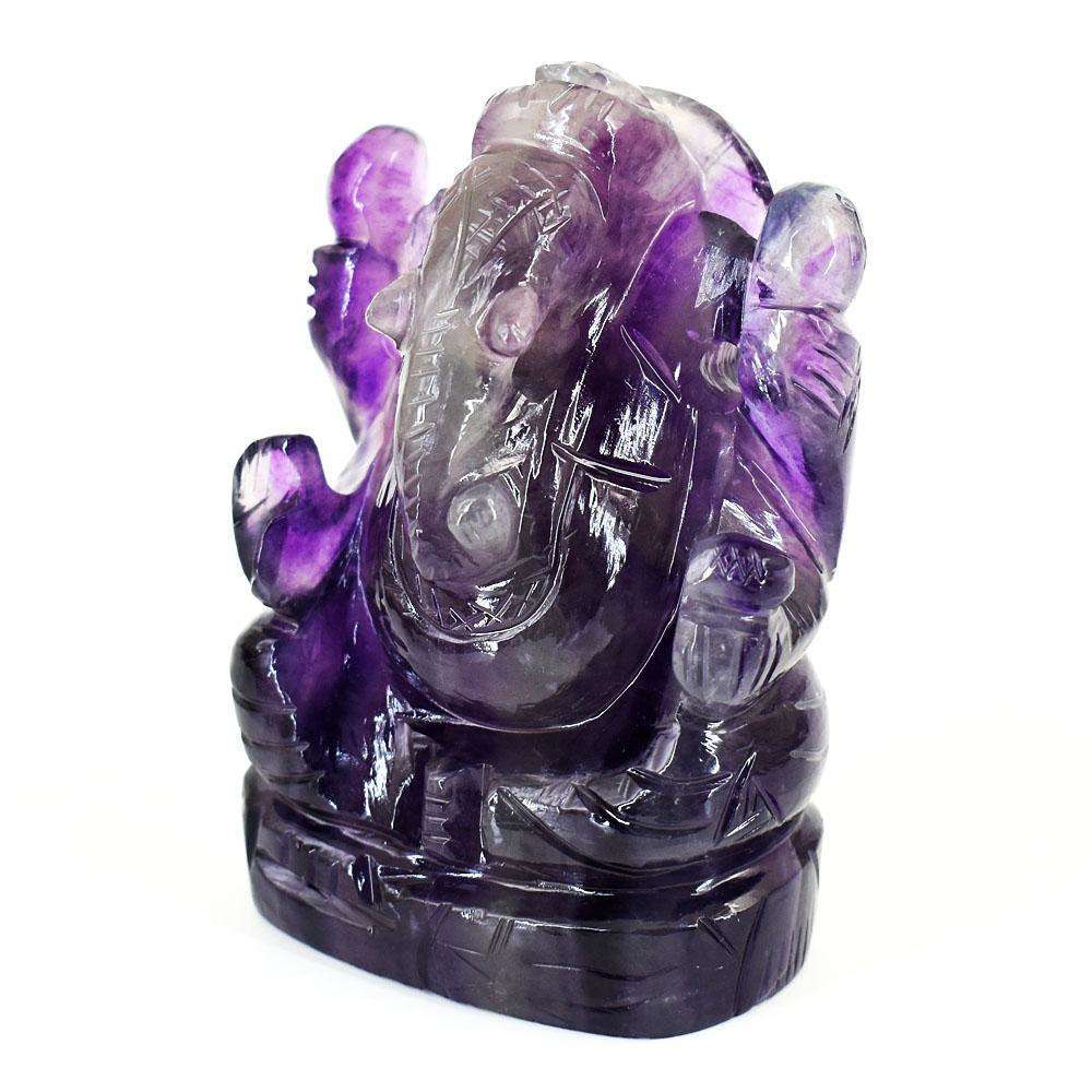 gemsmore:Stunning Multicolor Fluorite Hand Carved Genuine Crystal Gemstone Carving Lord Ganesha