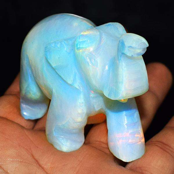 gemsmore:Stunning Opalite Hand Carved Gemstone Elephant