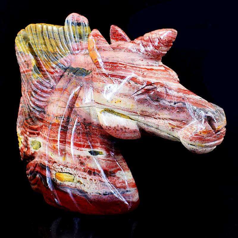 gemsmore:Stunning Patterened Jasper Gemstone Carved Unicorn Head