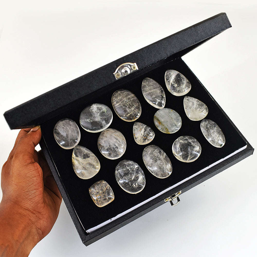 gemsmore:Stunning Rutile Quartz Untreated Gemstone Cabochon Lot