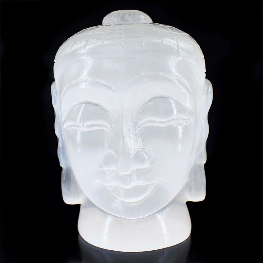 gemsmore:Stunning Selenite Hand Carved Buddha Head