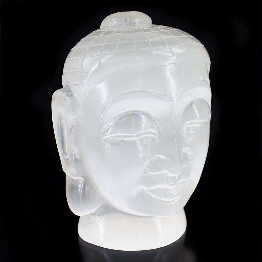 gemsmore:Stunning Selenite Hand Carved Buddha Head