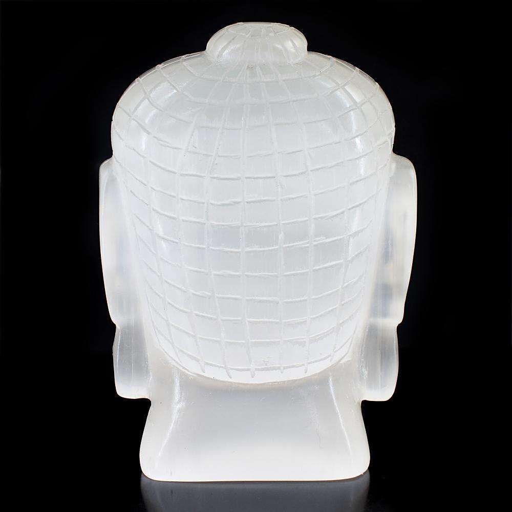 gemsmore:Stunning Selenite Hand Carved Buddha Head