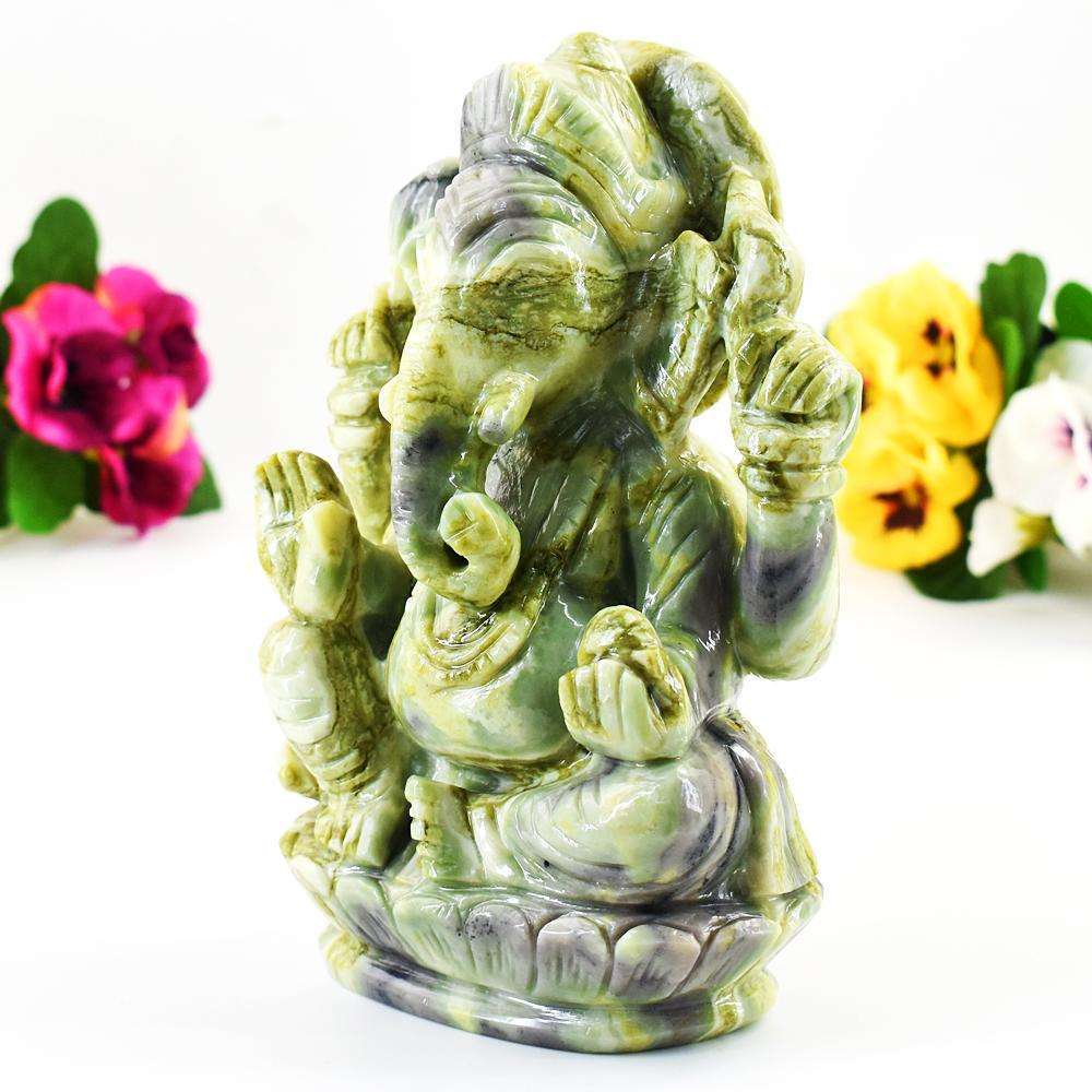 gemsmore:Stunning Seraphinite Hand Carved Genuine Crystal Gemstone Carving Huge Lord Ganesha