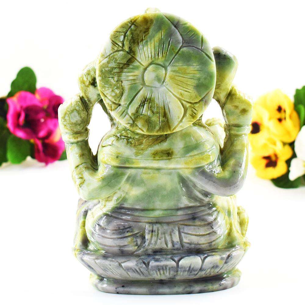 gemsmore:Stunning Seraphinite Hand Carved Genuine Crystal Gemstone Carving Huge Lord Ganesha