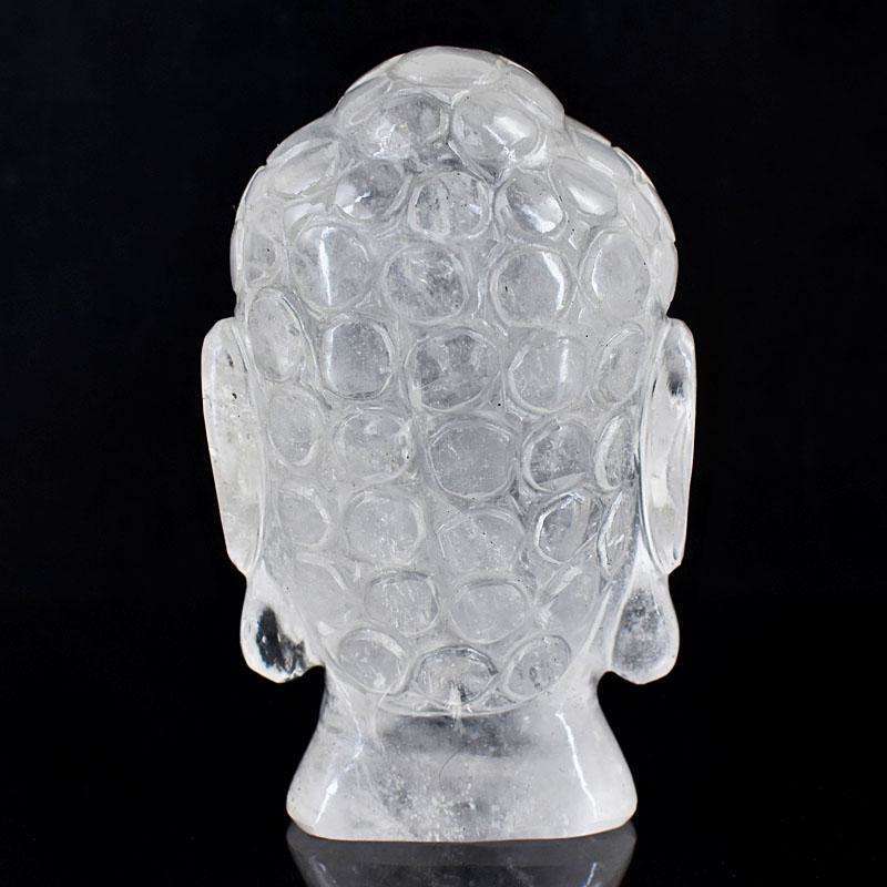 gemsmore:Stunning White Quartz Hand Carved Genuine Crystal Gemstone Carving Buddha Head