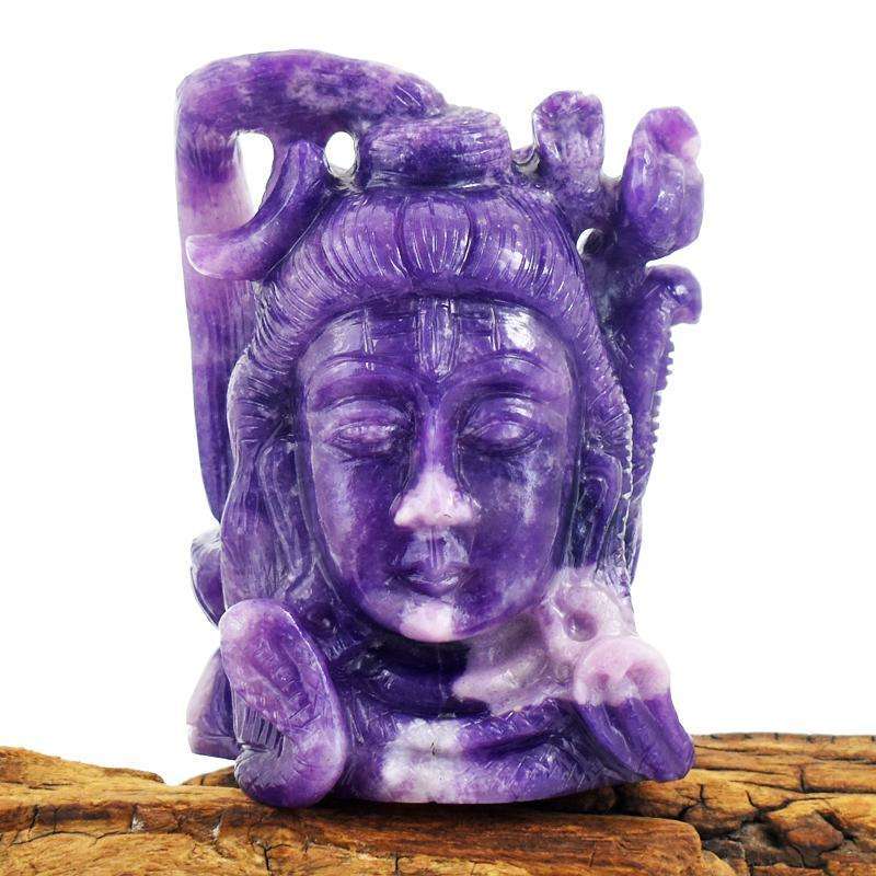 gemsmore:Superb Genuine Lepidolite Carved Lord Shiva - Awesome