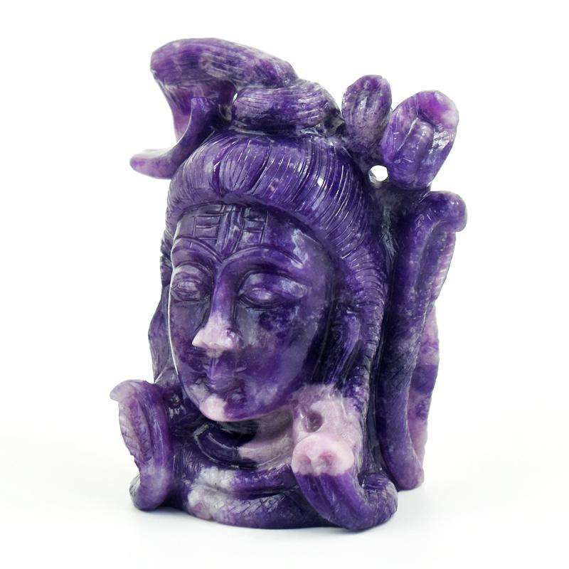 gemsmore:Superb Genuine Lepidolite Carved Lord Shiva - Awesome