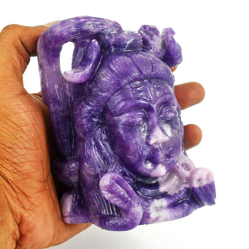 gemsmore:Superb Genuine Lepidolite Carved Lord Shiva - Awesome