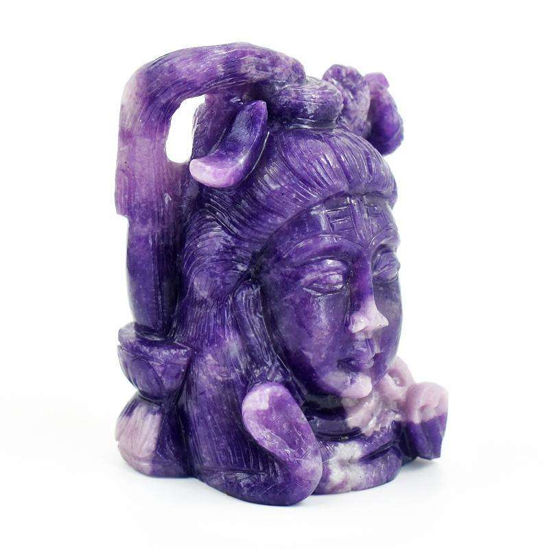 gemsmore:Superb Genuine Lepidolite Carved Lord Shiva - Awesome