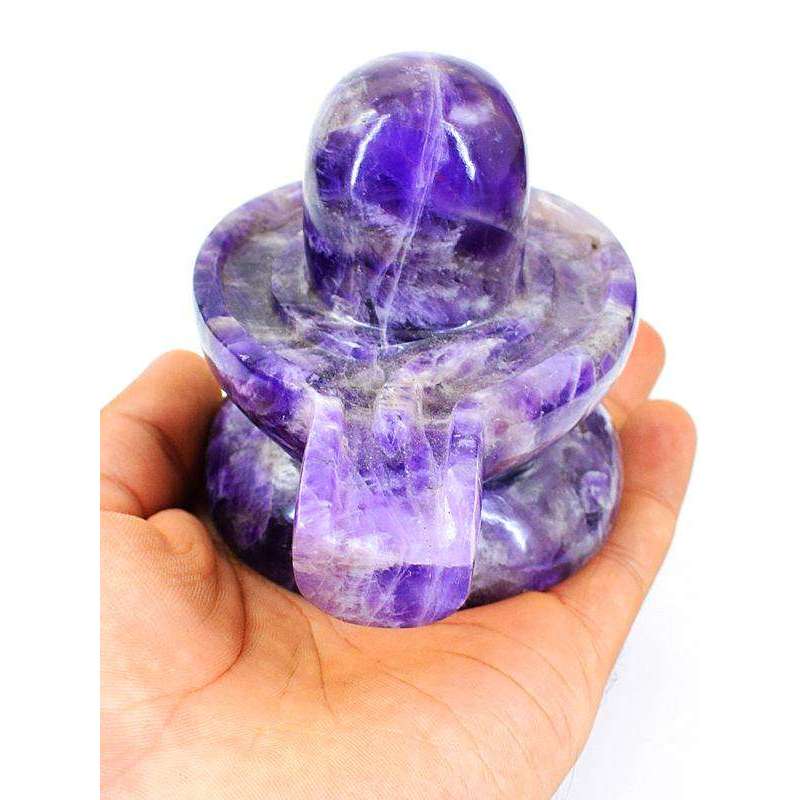 gemsmore:Supreme Chevron Amethyst Gemstone Carved Hindu Lord Shiva