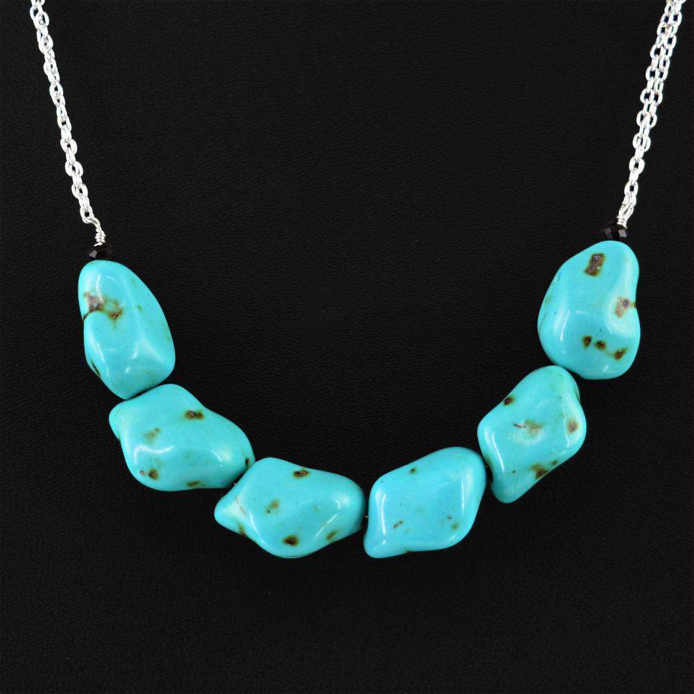 gemsmore:Turquoise Necklace Natural Untreated Beads