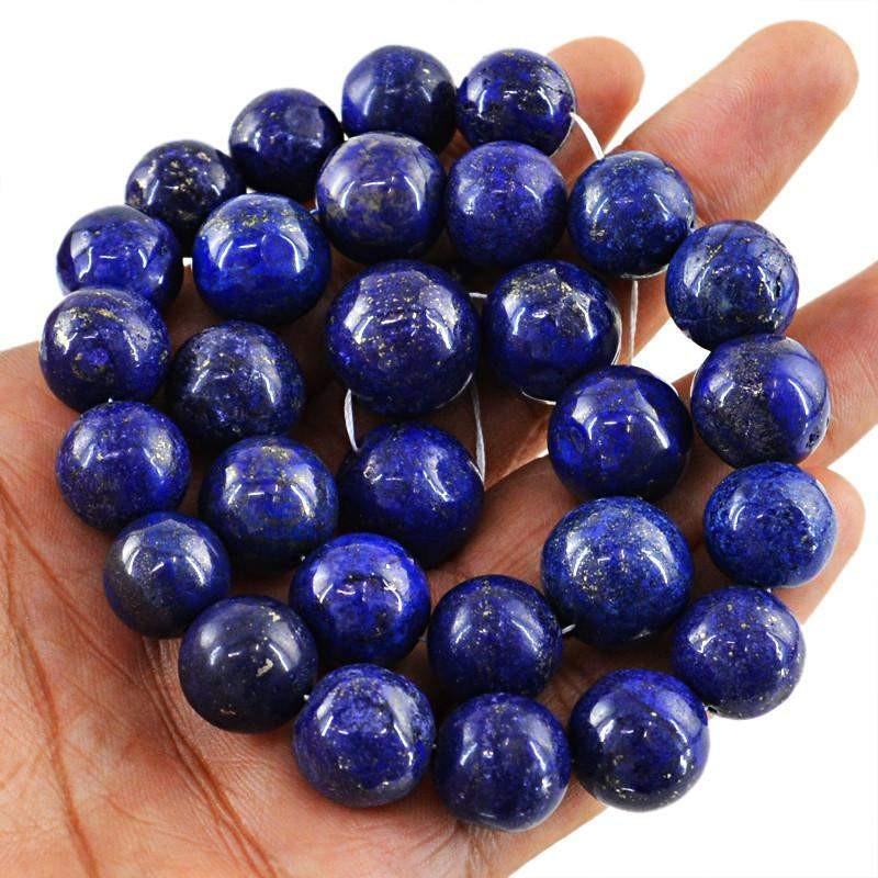 gemsmore:Untreated Blue Lapis Lazuli Strand Natural Round Shape Beads