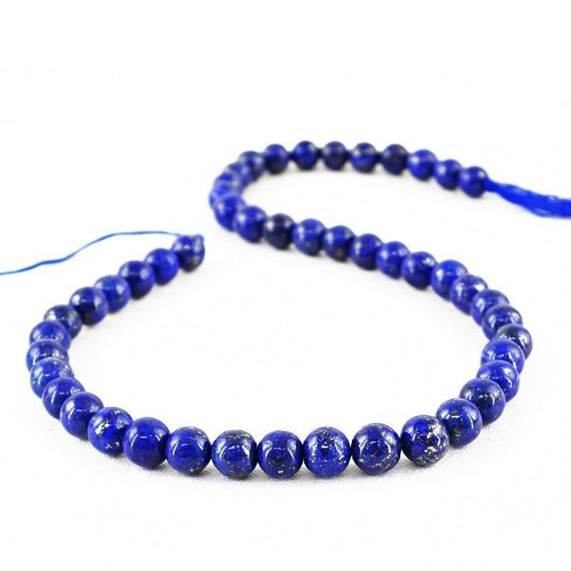 gemsmore:Untreated Blue Lapis Lazuli Strand Round Shape Drilled Beads