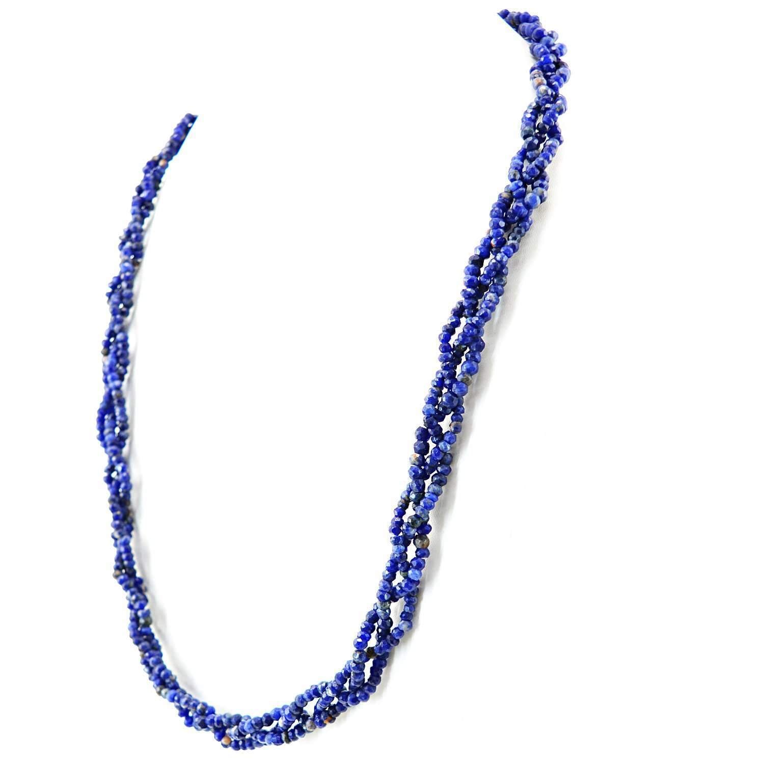 gemsmore:Untreated Blue Sodalite Necklace Natural Round Shape Faceted Beads