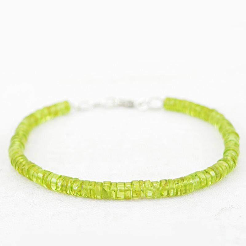 gemsmore:Untreated Green Peridot Bracelet Natural Round Shape Beads