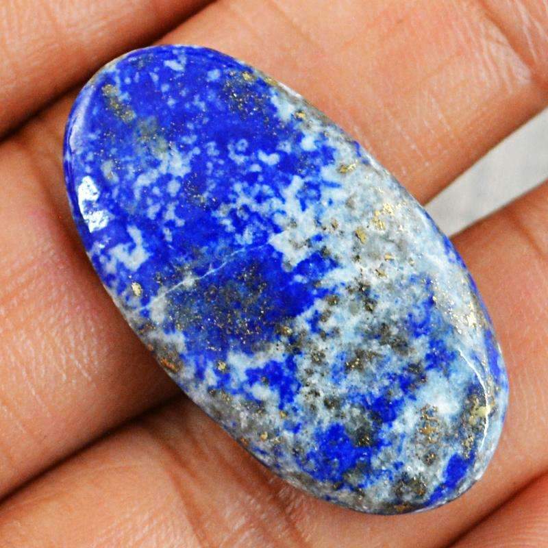 gemsmore:Untreated Natural Blue Lapis Lazuli Gemstone - Oval Shape