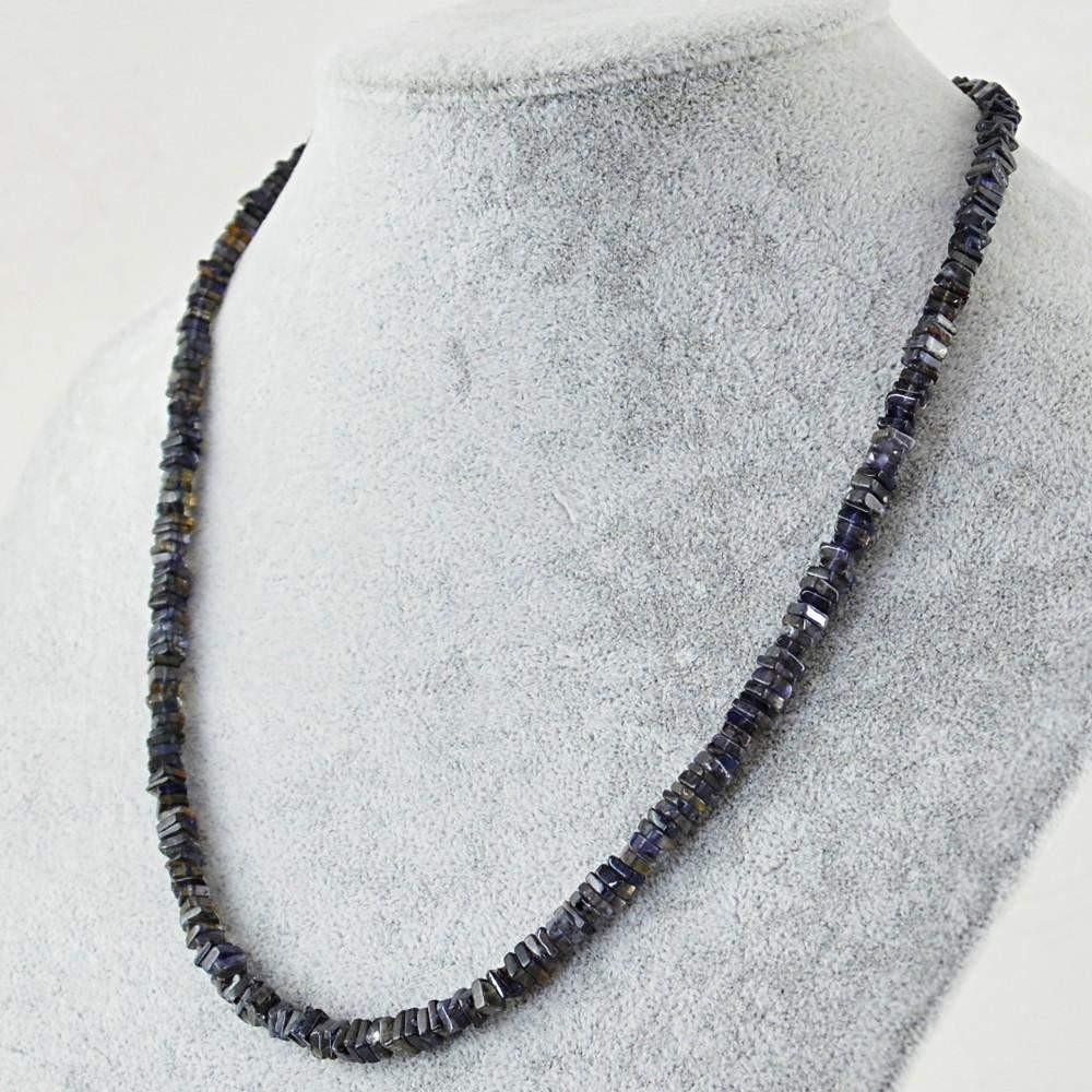 gemsmore:Untreated Natural Blue Tanzanite Beads Necklace