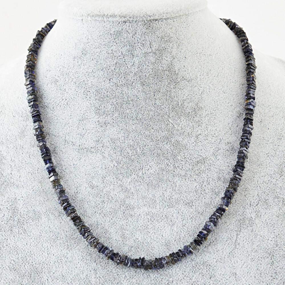 gemsmore:Untreated Natural Blue Tanzanite Beads Necklace