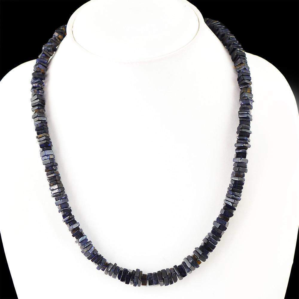gemsmore:Untreated Natural Blue Tanzanite Beads Necklace