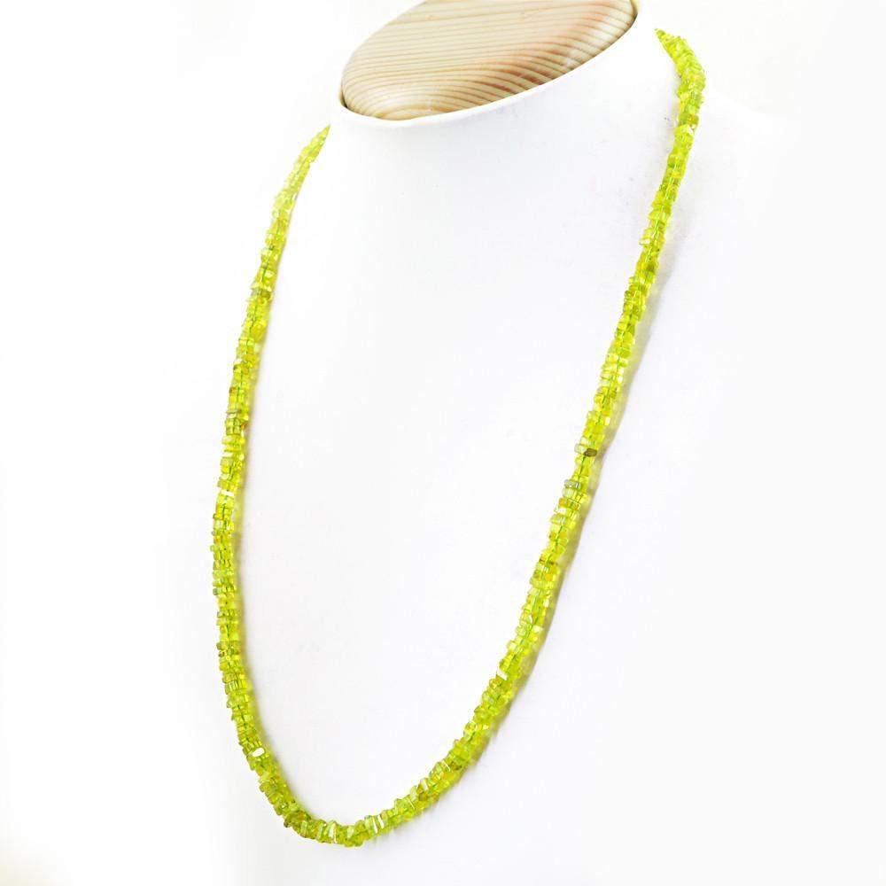 gemsmore:Untreated Natural Green Peridot Beads Necklace
