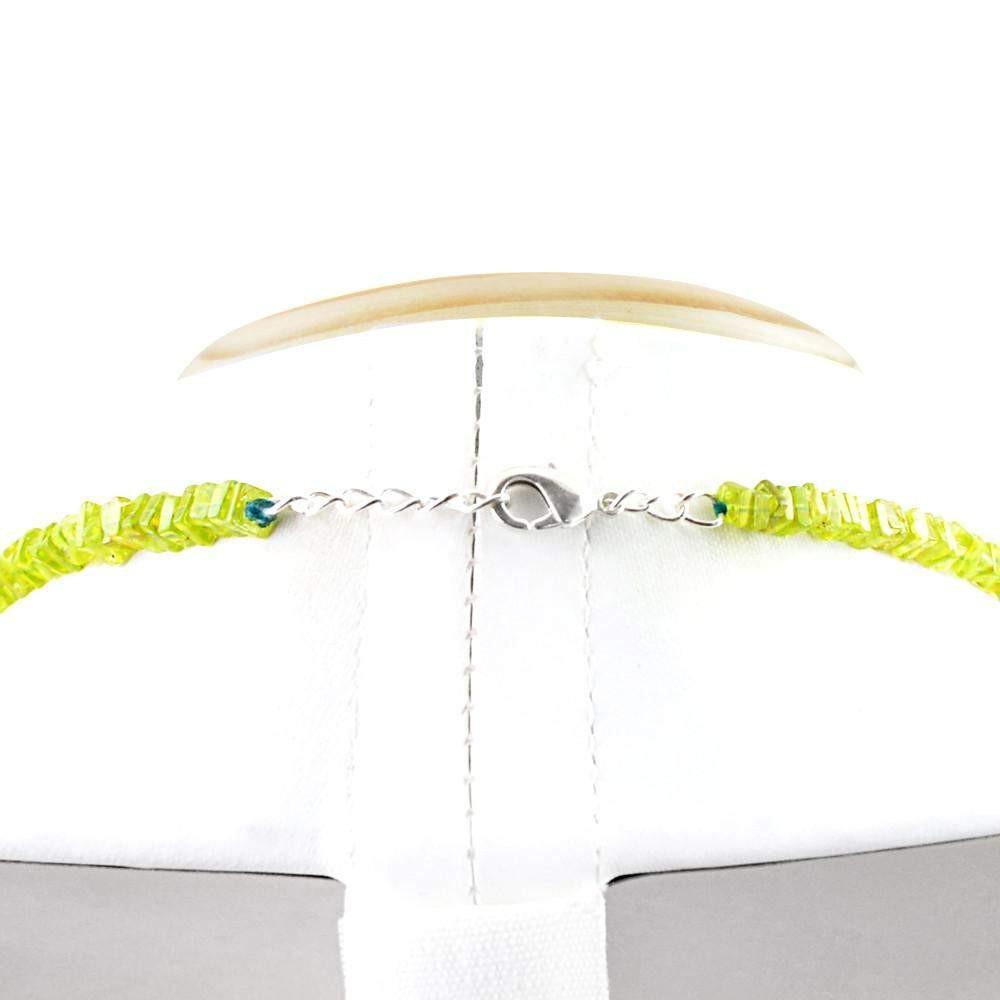 gemsmore:Untreated Natural Green Peridot Beads Necklace
