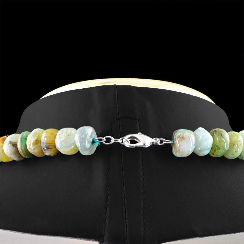 gemsmore:Untreated Natural Peruvian Opal Necklace Round Shape Beads