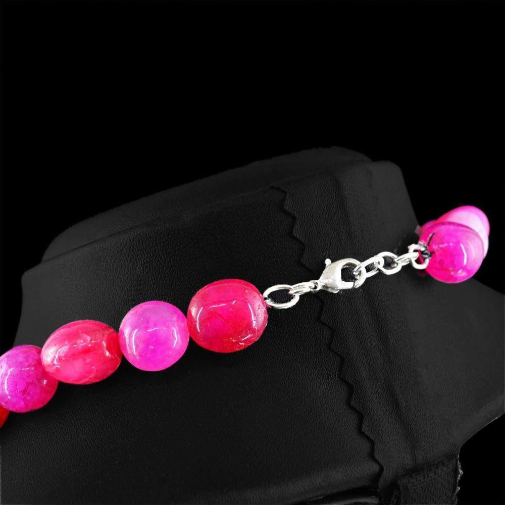 gemsmore:Untreated Natural Pink Onyx Beads Necklace