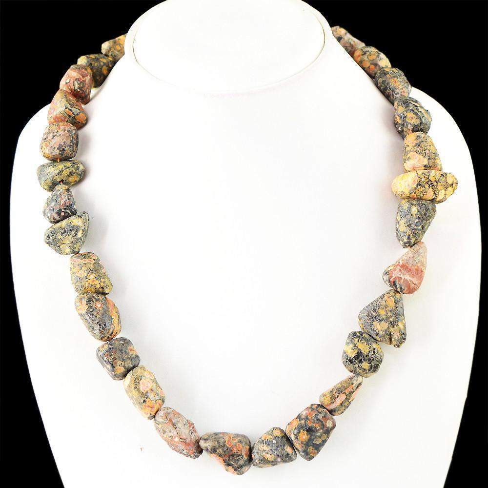gemsmore:Untreated Natural Poppy Jasper Beads Necklace