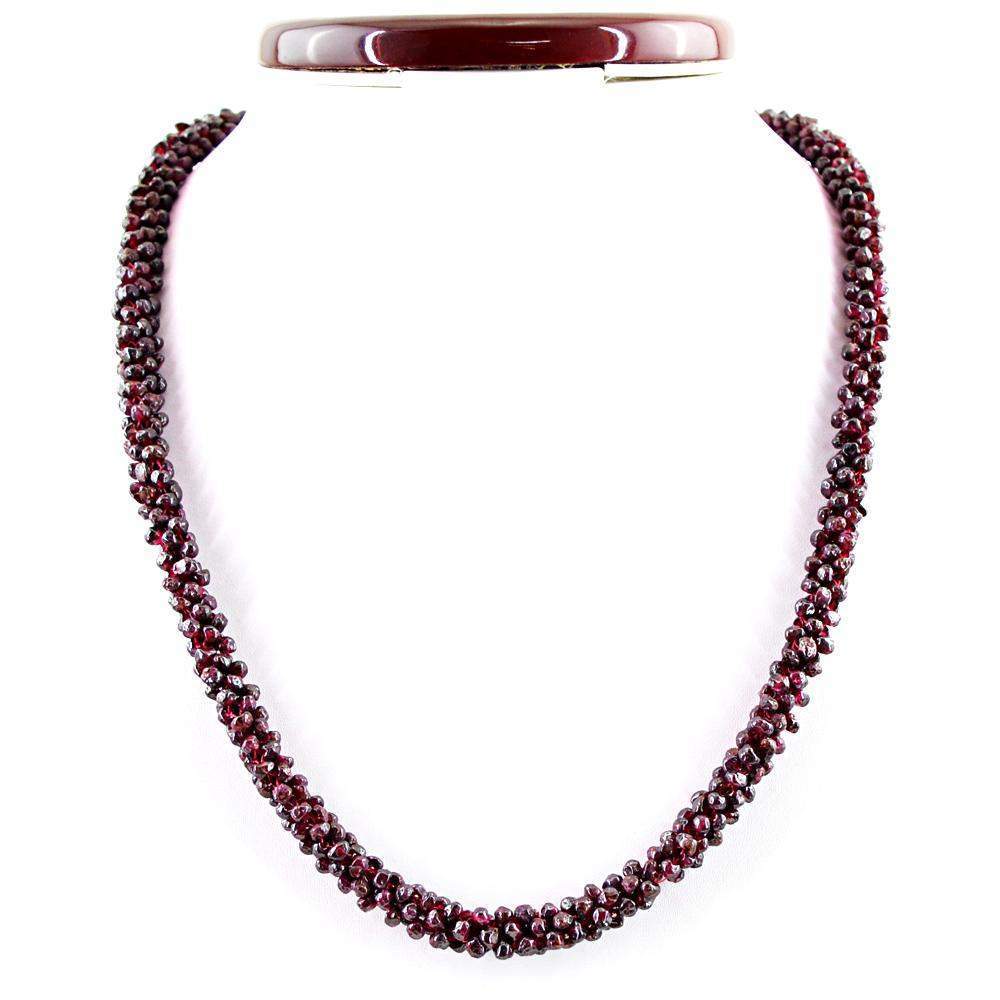 gemsmore:Untreated Natural Red Garnet Necklace Single Strand Genuine Beads