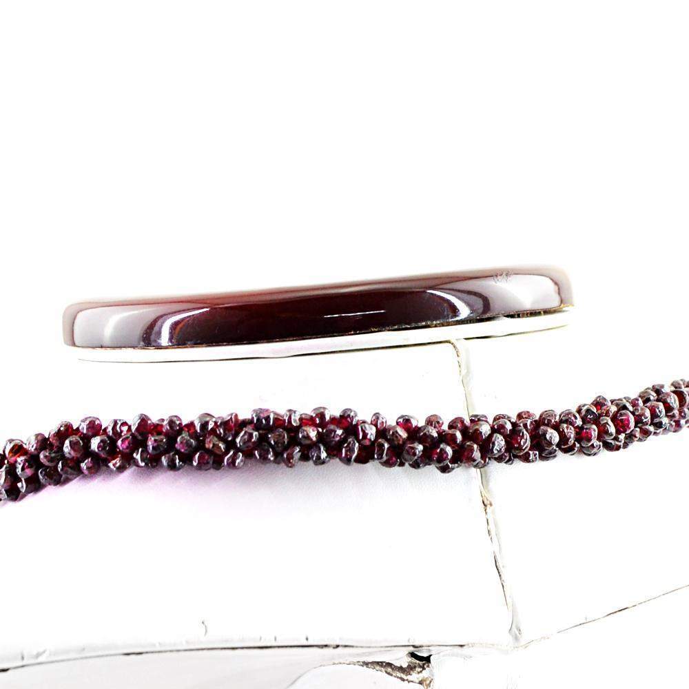 gemsmore:Untreated Natural Red Garnet Necklace Single Strand Genuine Beads