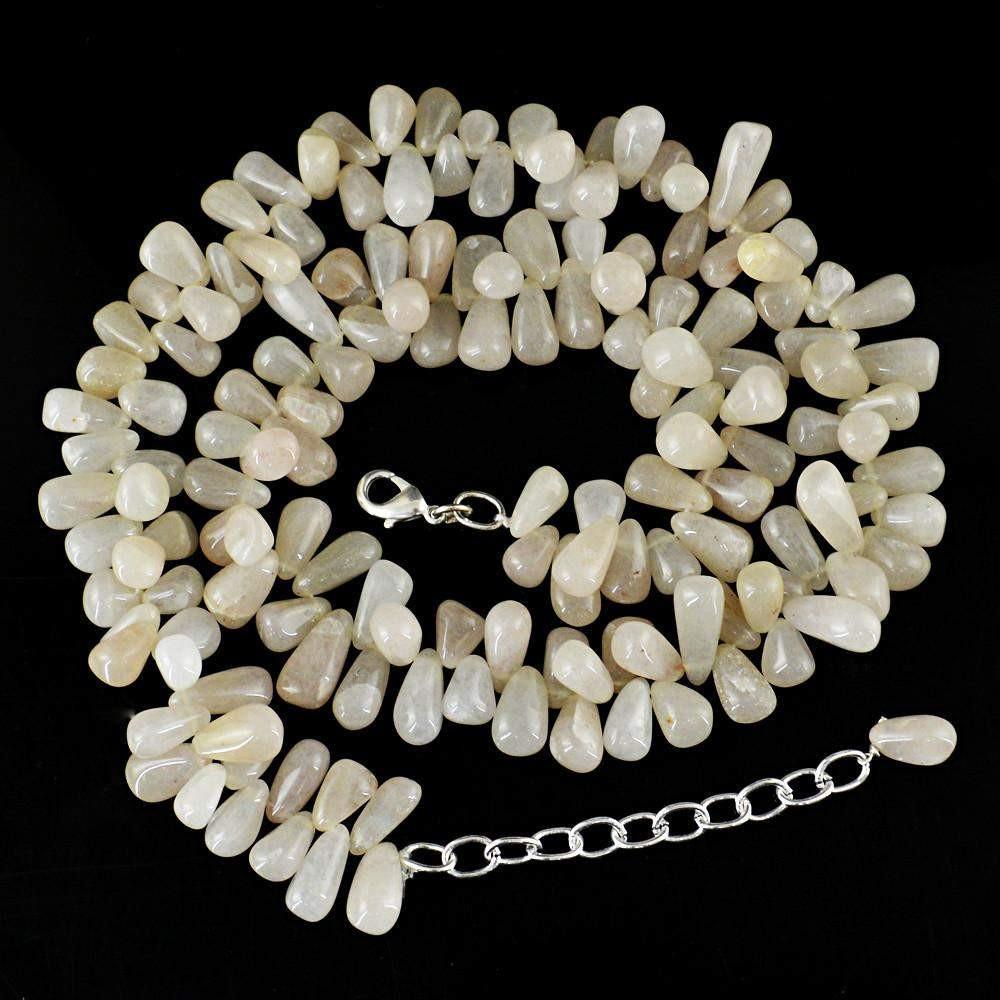 gemsmore:Untreated Natural White Agate Necklace Tear drop Beads