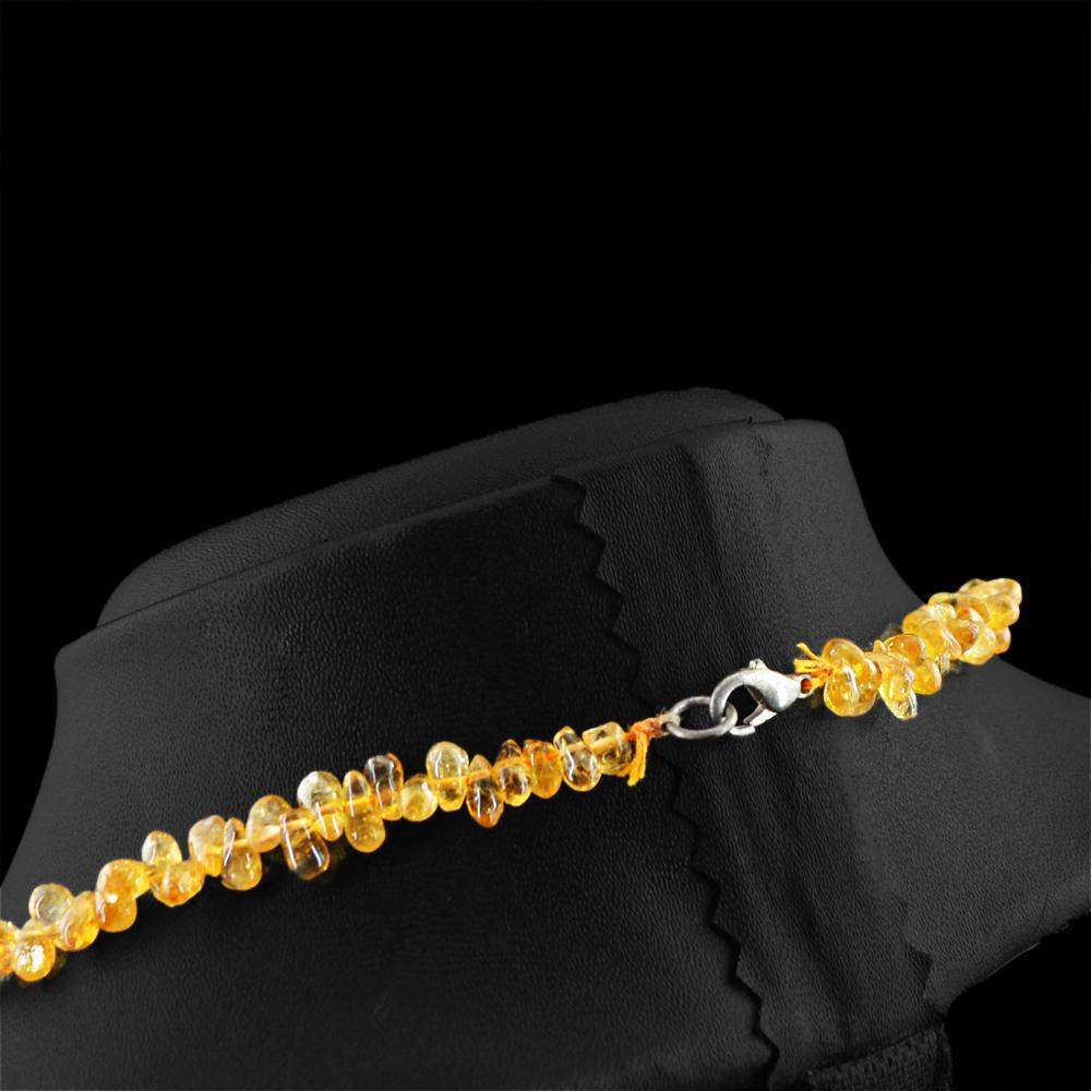 gemsmore:Untreated Natural Yellow Citrine Necklace 20 Inches Long Pear Shape Beads