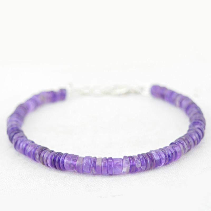 gemsmore:Untreated Purple Amethyst Bracelet Natural Round Shape Beads