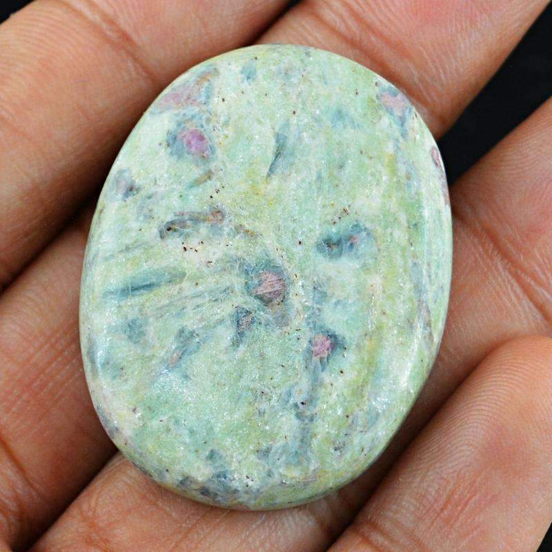 gemsmore:Untreated Ruby Ziosite Gemstone - Natural Oval Shape